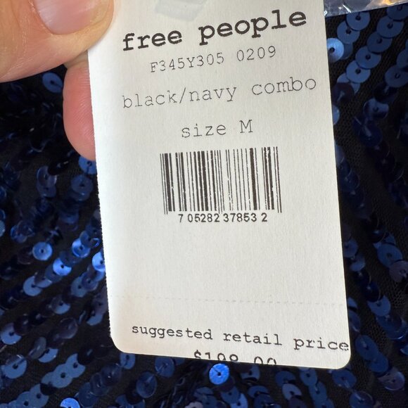 Free People Blue Sequin Cocktail Party Y2K V-Neck Dress Flirty Club Medium - Picture 13 of 16